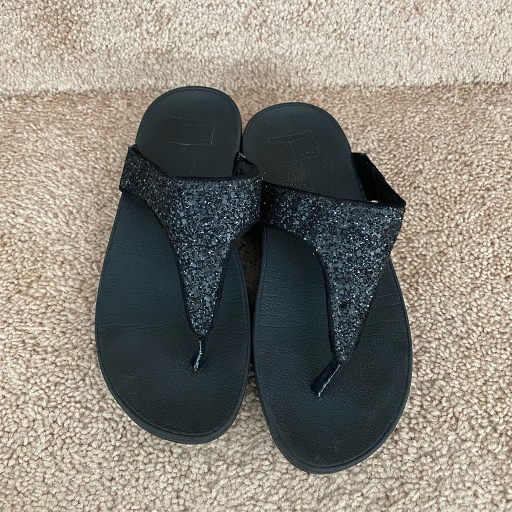 Fitflop Black Glitter Thong Sandal